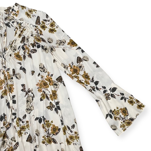 Free People Pebble Crepe So Fine Smocked Tunic Top in Ivory Combo - Size M - Picture 8 of 13